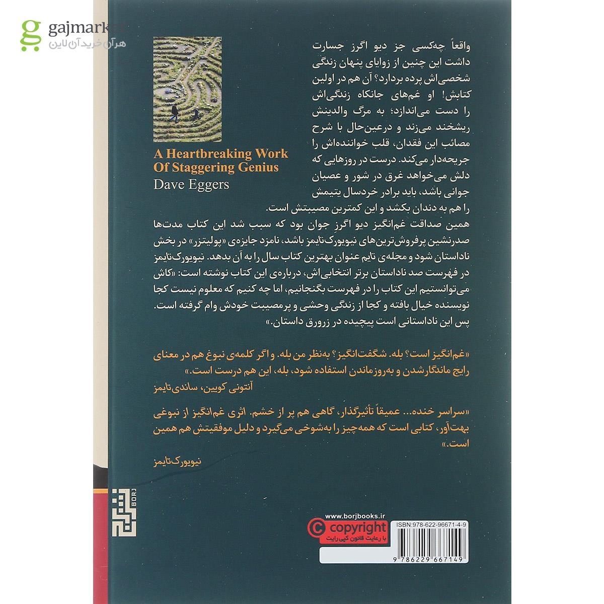 تصویر از کتاب اثری غم انگیز از نبوغی بهت آور