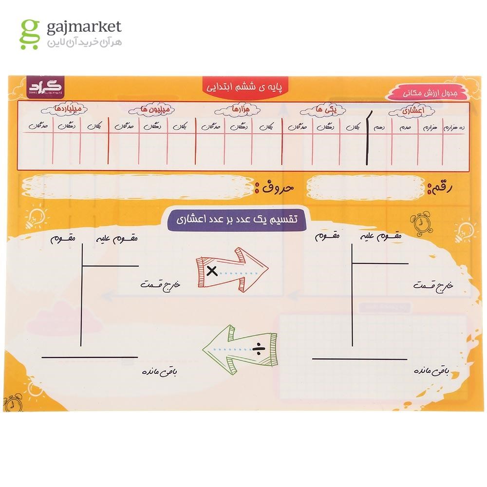 تصویر از پوستر ریاضی ششم سایز A4 انتشارات گراد زرد