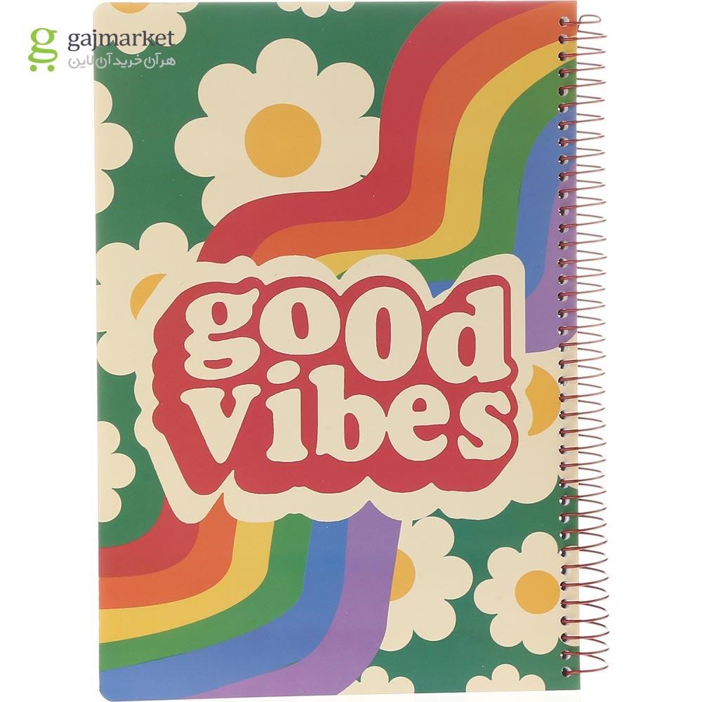 تصویر از دفتر سیمی 100 برگ 60 درجه طرح Good Vibes