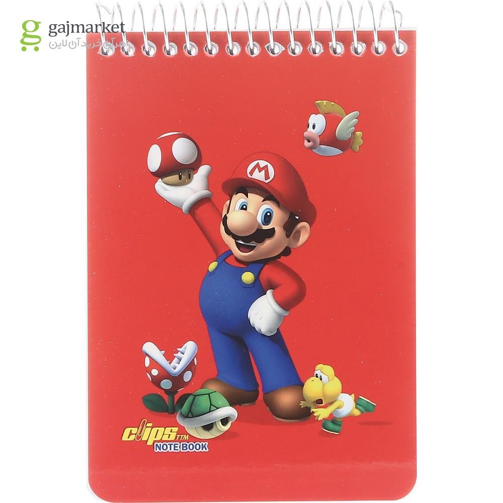 تصویر از دفترچه یادداشت سیمی 80 برگ کلیپس طرح Happy Mario