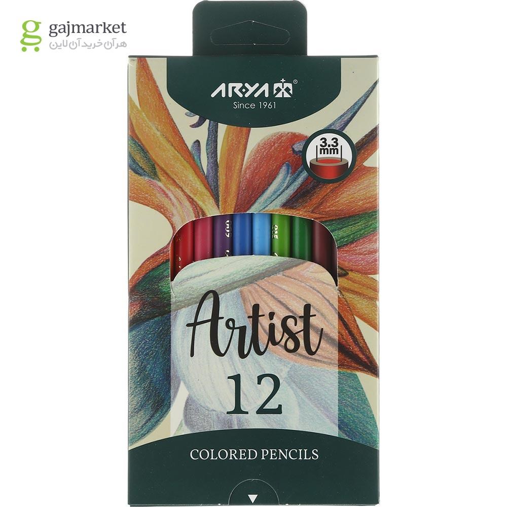 تصویر از مداد رنگی 12 رنگ آریا مدل Artist کد 02-3601 جعبه مقوایی