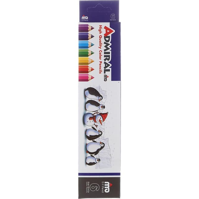 مداد رنگی 6 رنگ ادمیرال طرح پنگوئن کد 961B جعبه مقوایی product image