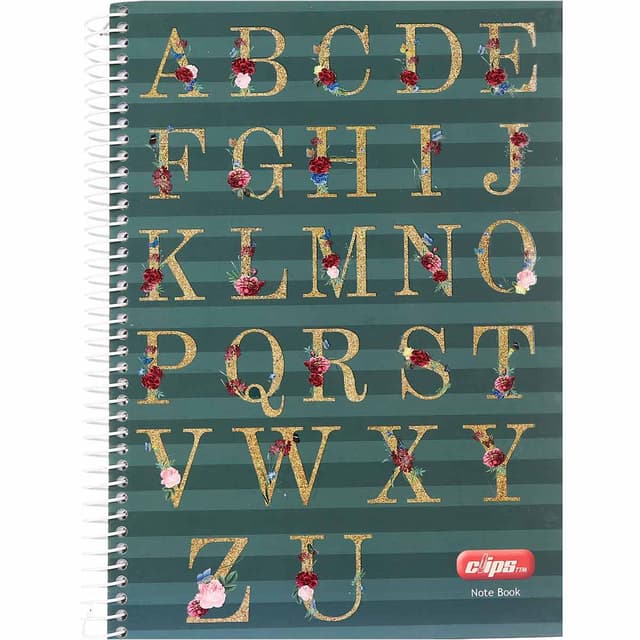 دفتر زبان دو خط سیمی 100 برگ کلیپس طرح Flowery Alphabet کد 0452 product image