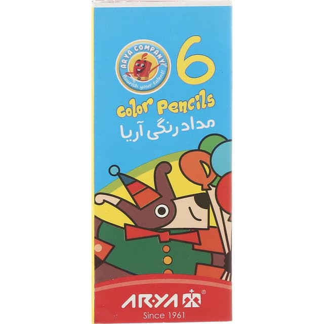 مداد رنگی 6 رنگ آریا طرح سگ کد 3071 جعبه مقوایی product image